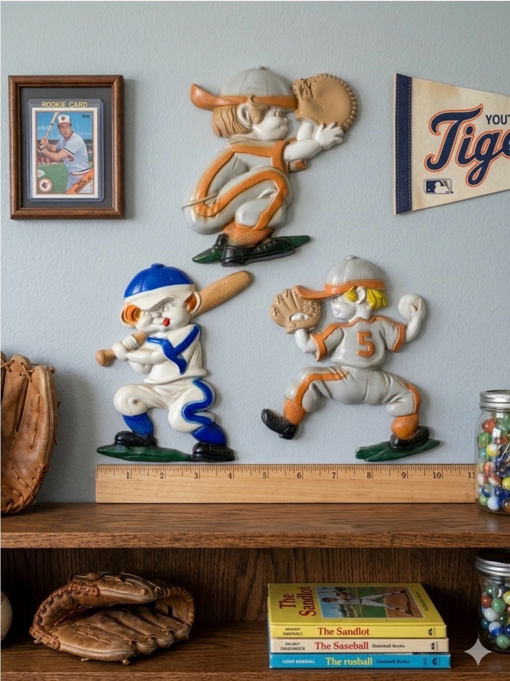 Vintage 1970’s Aluminum Baseball Wall Plaques Set of 3